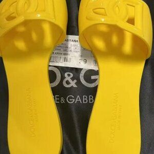 Dolce & Gabbana Yellow Slide Sandals - Size 38